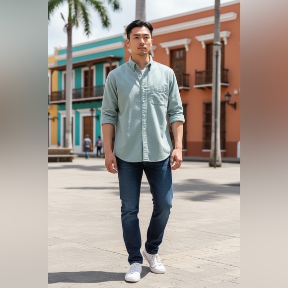 Lands' End Other - Lands End Men's Button-Up denim Shirt - Light Sage Green L